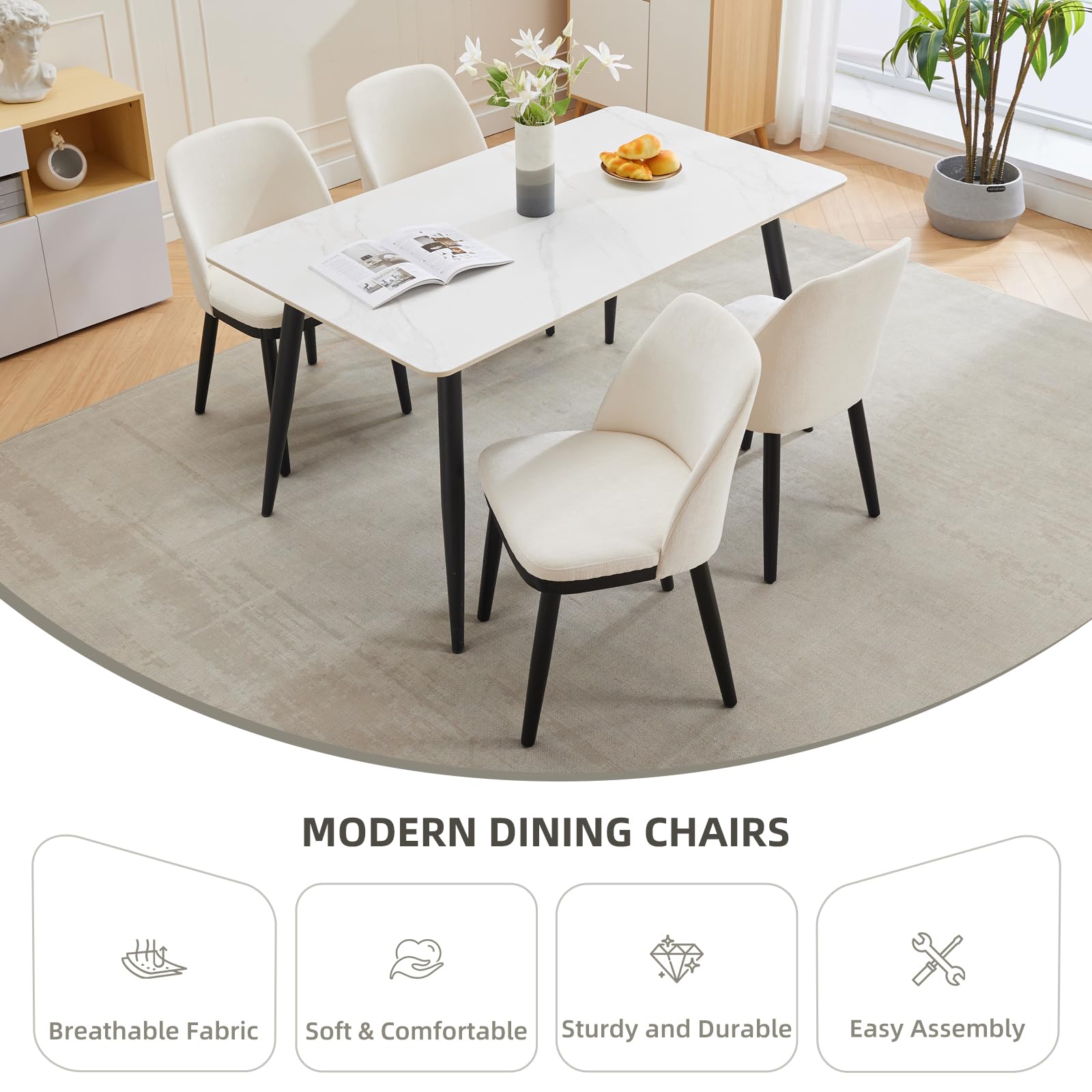 Garvee Esszimmerstühle in Beige Detailansicht