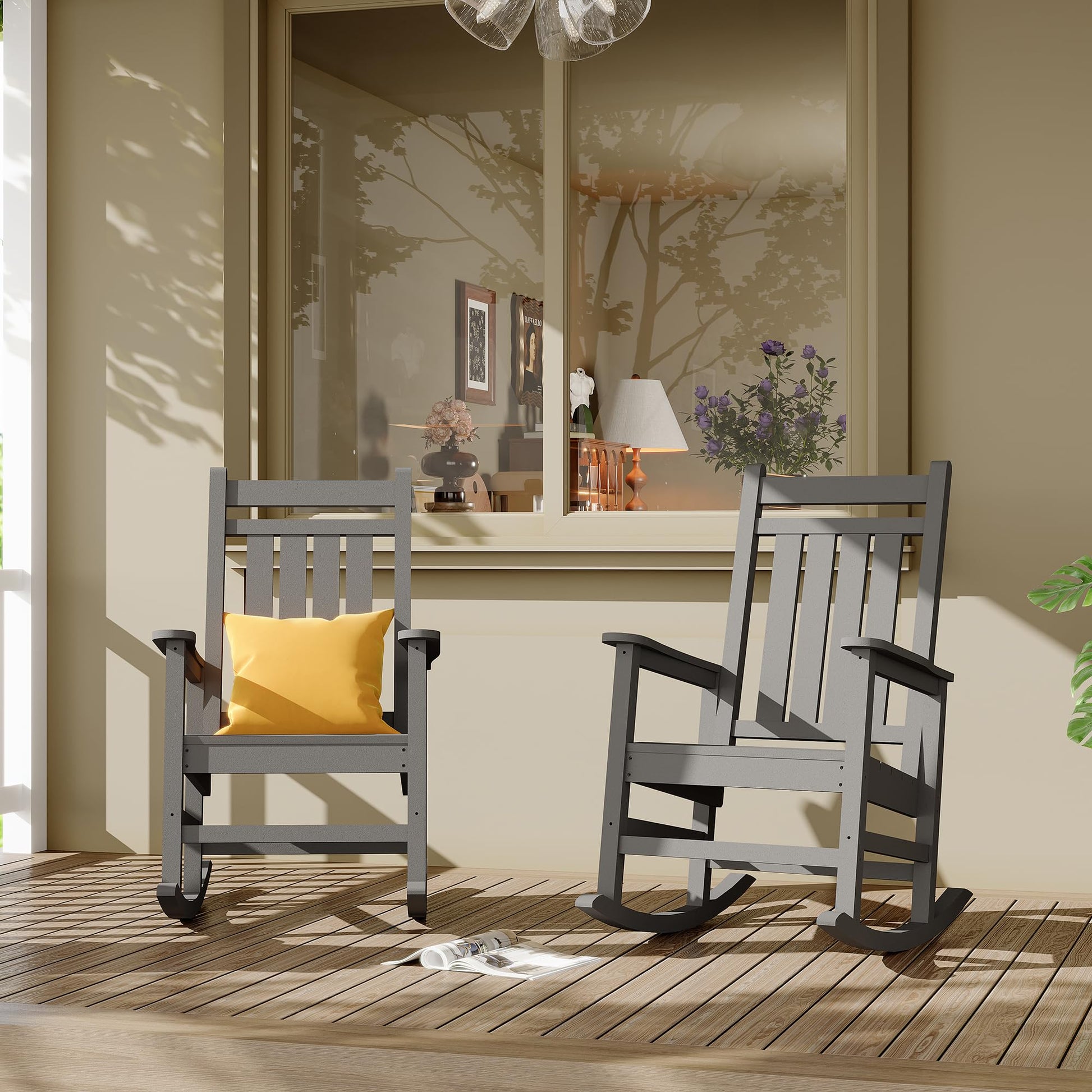Silla mecedora Garvee de HDPE gris